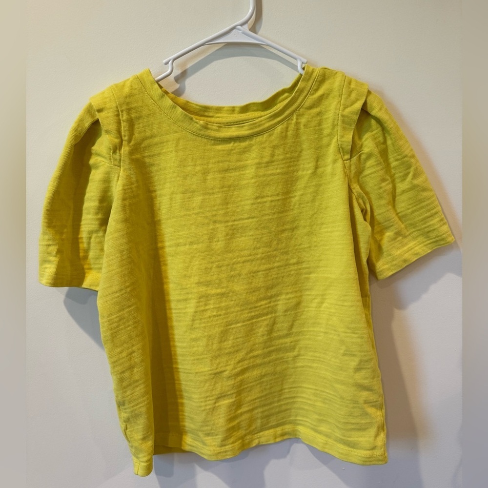 LOFT Yellow Short Sleeve Tee Casual Cropped